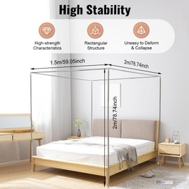 Lidhujnk 4 Corner Bed Canopy Post Frame Mosquito Netting Bracket Post Stainless Steel, Metal Bed Four Corner Bed Mosquito Netting Bracket for Four Corner Bed