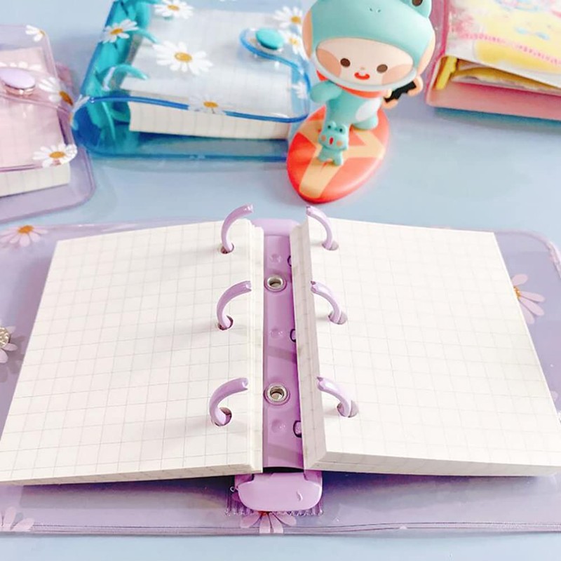 JIHUOO Mini 3 Ring Binder Cover PVC Notebook Loose Leaf