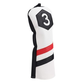 BIG TEETH Fairway No.3 Headcover Golf Wood Headcovers Club Head Cover with Classic Stripes Big Numer Design (White)