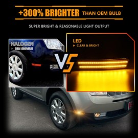 OFFKAT Front Fender Side Marker Lights [3 Light Beads 54 SMD Chips Super Bright] for 2007-2010 Lincoln MKX, Smoked Lens Side Bumper Marker Lamps Amber LED Side Markers Turn Signal Lights, 2 PCS