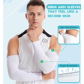 HiRui Arm Compression Sleeves for Men Women Youth Kids, UV Protection 20-30mmHG Support, Great for Running Cycling Basketball Golf Tattoo Cover, Breathable Moisture-Wicking (White, 2X-Large)