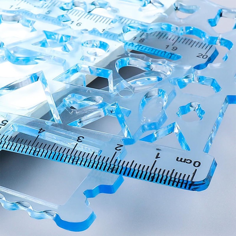 Ieron 7 Pcs Multi Shaped Drawing Templates Plastic Ruler, Creative