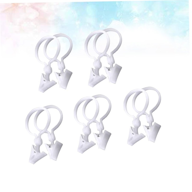 Zerodeko Shower Curtain Clips 10pcs 12x6cm Round Stable Plastic for