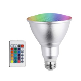 Led Colored Light Bulb E27 10W PAR30 RGB Dimmable Spotlight 16 Color Changing with IR Remote Control for Home, Living Room, Party Decoration Waterproof Indoor Floodlight