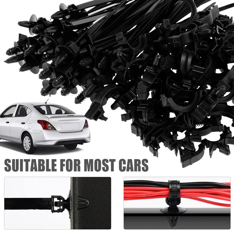 Abizarch 290Pcs Car Wire Harness Routing Clip Assortment Kit 5