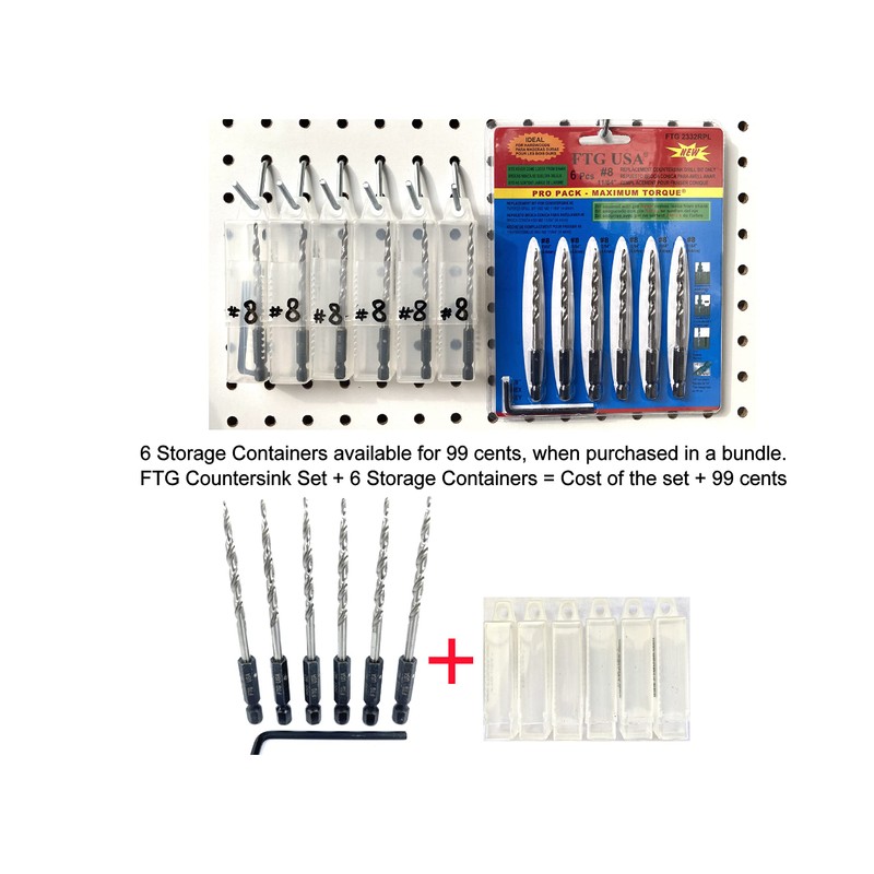 FTG USA Replacement Tapered Countersink Drill Bit Set 6 Pc