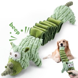Jeefome Large Squeaky Dog Toys :Cute Stretching Rhinoceros Stuffed Dog Toys- Tug of War Plush Dog Chew Toys for Small,Medium and Large Dogs