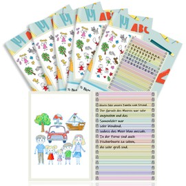 jiawaggag Pack of 5 Story Books 2nd Class DIN A4 2G Writing Book Ruling 2 Colours Lined for Writing and Painting 16 Sheets 80 g/m²