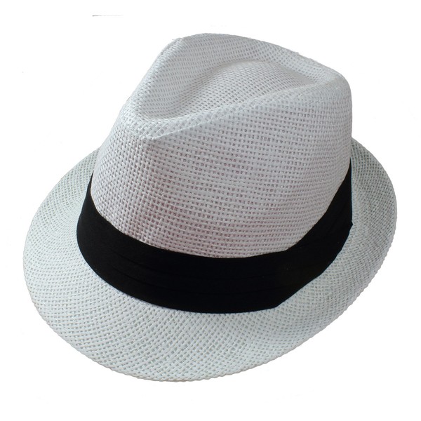 Gelante Summer Fedora Panamá Sombreros de paja con banda negra, Turquesa, Small-Medium