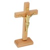 Crucifix Table Cross Hand Crafted Light Brown Durable Beech Metal