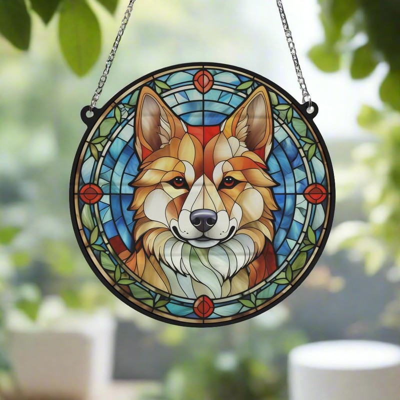 Shiba Inu Stained Glass Effect Suncatcher Gift for Dog Lovers