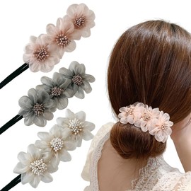 CULEO Knotenringe für Haarstyling 3 Stück Blumen-Dutt-Roller, Twist-Dutt, Haar-Accessoires, Dutt-Haarspangen, Lazy Curler, Dutt-Maker für Frauen und Mädchen