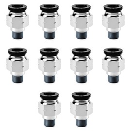 EBEIZZI Pneumatic Push to Connect Fittings Male Thread Straight PC 3/8"OD x 1/8"NPT Quick Connect Air Fittings (Pack of 10)