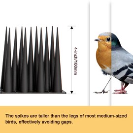 OFFO Bird Spikes Pigeon Outdoor Spikes for Cat Keep Birds Raccoon Woodpecker Away Covers 60 Feet(18.3m), Black