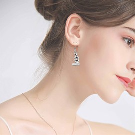 MALOYANVE Microscope Dangle Earrings for Women Unique Silver Plated DNA Double Earrings Scientist Biology Chemistry Teacher Science Nerd Jewelry (4 Pairs Atom Compass Microscope DNA Earrings)