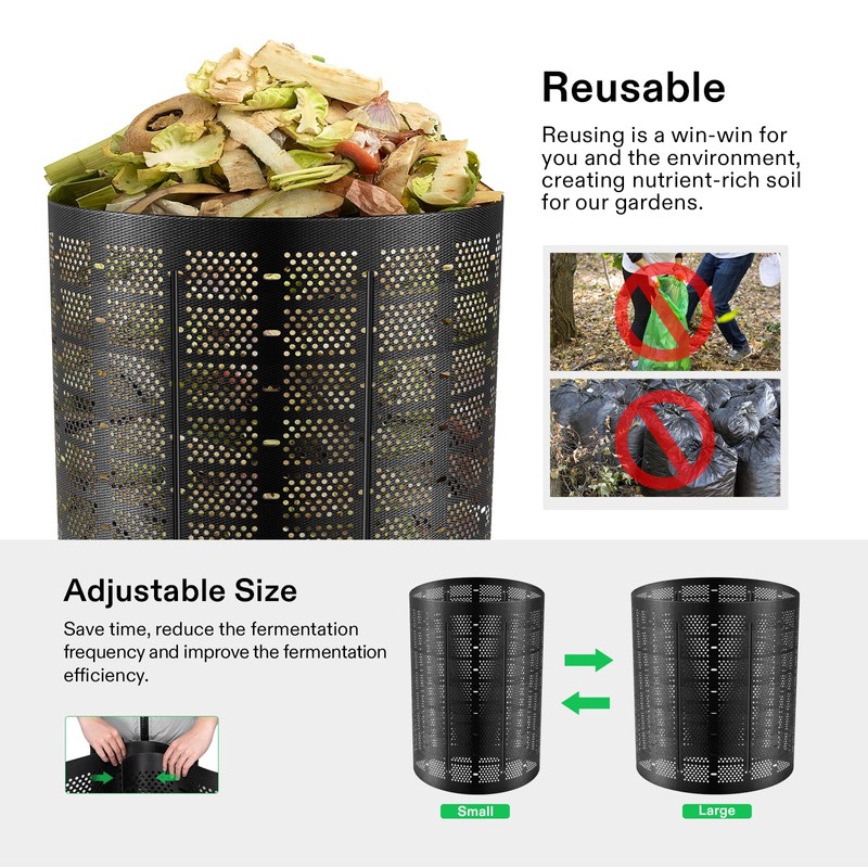 VIVOSUN 220 Gallon Outdoor Compost Bin, Expandable Composter, Easy to