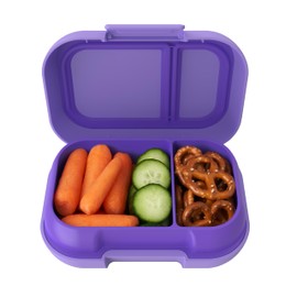 Bentgo Kids Snack - 2 Compartment Leak-Proof Bento Box Container for Snacks and Small Meals, Easy-Open Latch, Dishwasher Safe, BPA-Free for School, Daycare, & Sports - Ideal for Ages 3+ (Purple)