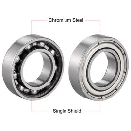 sourcing map 6800Z Deep Groove Ball Bearing Single Shield 1060800, 10mm x 19mm x 5mm Chrome Steel Bearings (Pack of 10)