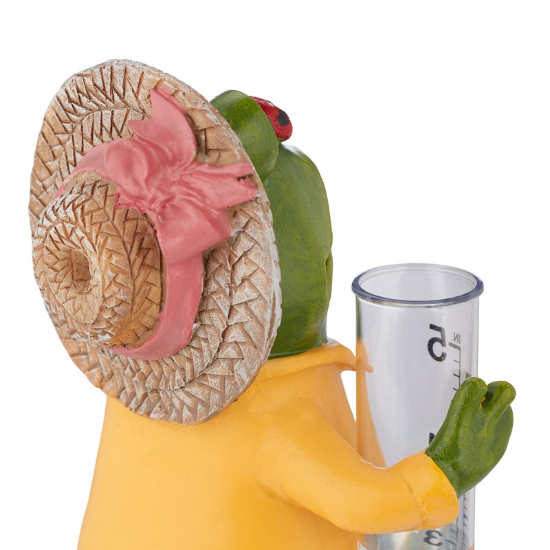 Relaxdays Rain Gauge Frog Weather Resistant Analogue Rain Indicator H