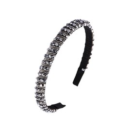 SURALIN 1 x headband for women with crystal beads, headband, hair accessory, headband, women's headband, girls (silver)