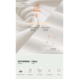 ODODOS ODTHERMAL Women's Fleece Lined Full Length Yoga Pants with Pockets - 28" High Waisted Warm Workout Leggings, Oat Milk, Medium