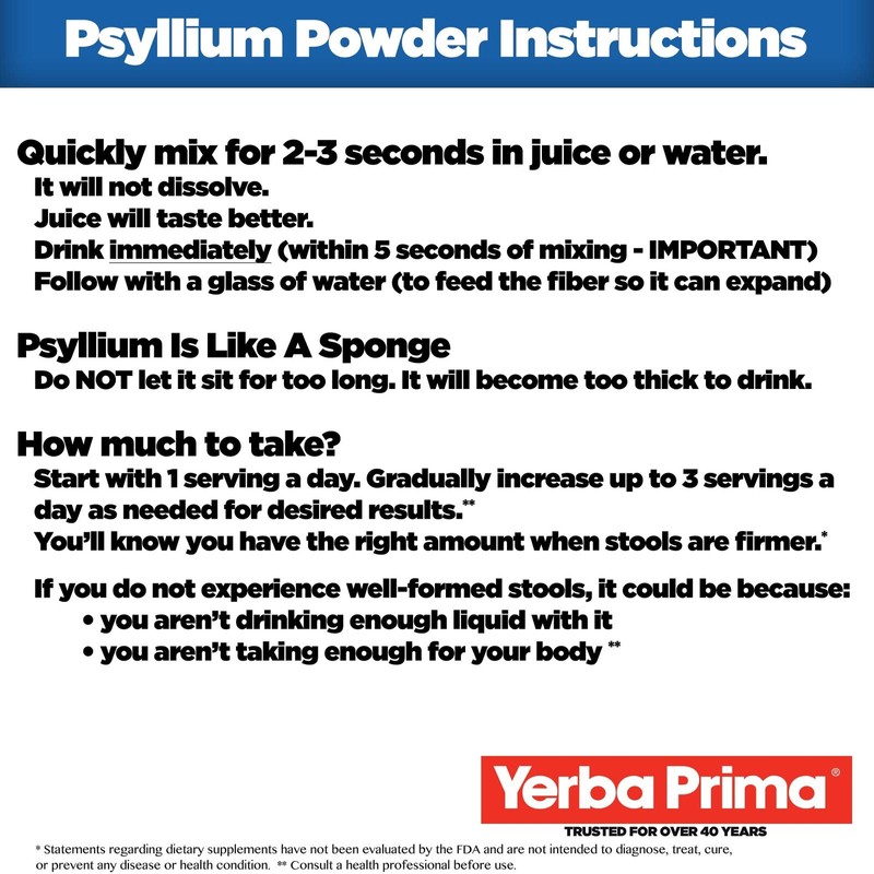 Yerba Prima Psyllium Husk Powder 1 Ounce Natural Dietary Fiber