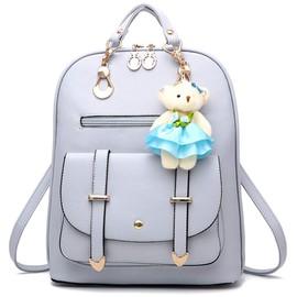 FUPUONE Shoulder Bag, 3-Way Rucksack, Girls, Cute, Charm Included, Lightweight, Large Capacity, 8 Colors, gray (light gray)
