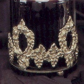 Brass 4" Pillar Candle Holder with Grapes. Wine Bottle Coaster - Set of 2