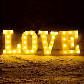 GPUSFAK Love Marquee Light Up Letters - LED Letter Number Light Light Sign Decoration for Birthday Home Table Decor White