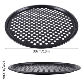 ASelected 3Pcs Pizza Pan, 33Cm,12.9 Inches Non Stick Dishwasher Safe Pan, Round Perforated Pizza Tray for Oven, Carbon Steel Pizza Oven Tray for Baking Oven Applicable (Gray)