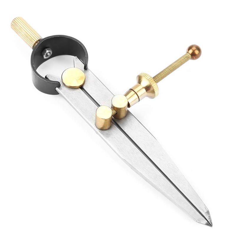 Professional Leather Compass, Adjustable Lockable Steel Wing Divider Rotating Scratch