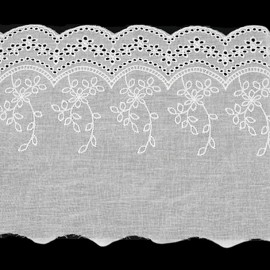 5 Yards 7.5 Inches Wide Cotton Eyelet Lace Trim, White Floral Embroidery Lace for Sewing Crafts Clothing Decoration Wedding Bridal DIY