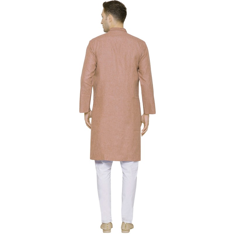 Men's Long Kurta Indian Clothes Cotton Dress Embroidered Casual Wear