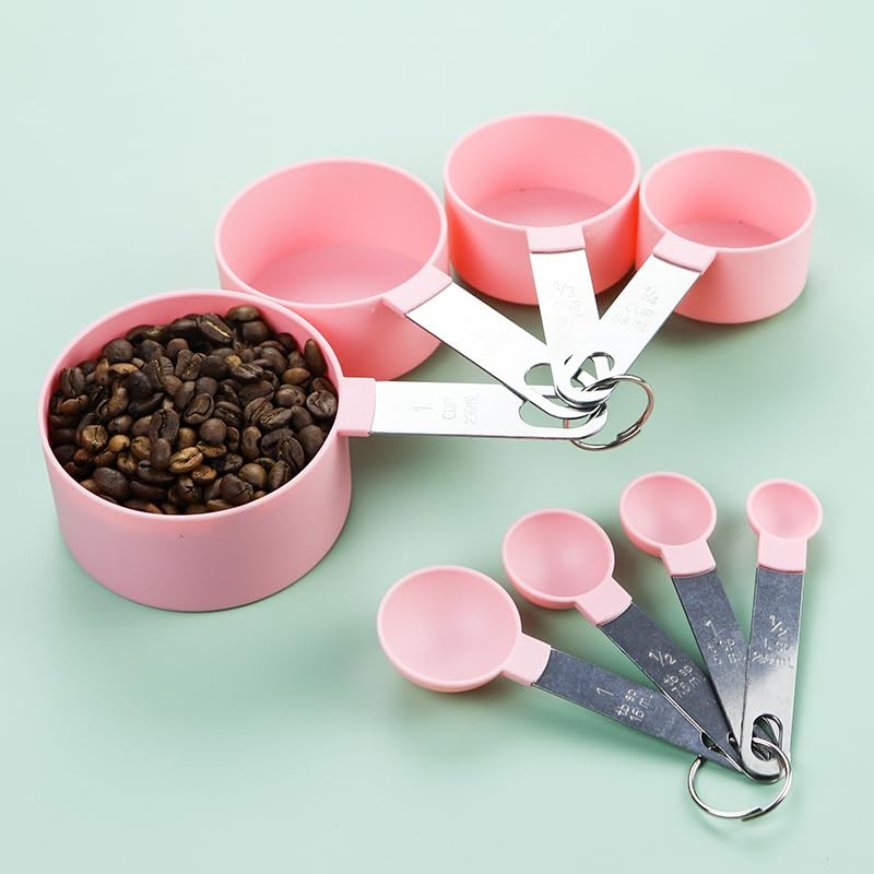 8 Pcs Measuring Cups and Spoons Set, Includes 4 Stainless