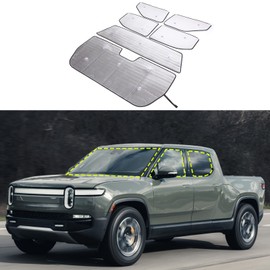 Former Windshield Sun Shade ，for Sunshade Foldable， for RIVIAN R1T Truck 2022 2023 Sun Visor Protector Blocks UV Rays ，Keep Your Car Cooler (6 Pieces)