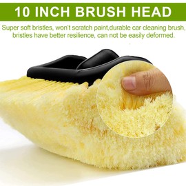 Car/Truck/RV Wash Brush w. Foldable Bucket & 25ft Water Hose Adjustable 60“ Long Handle On/Off Switch Flow-Thru Pipe Soft Bristle Head Cleaning Kit & Nozzle, 2025 Upgraded w. Reinforced Connector