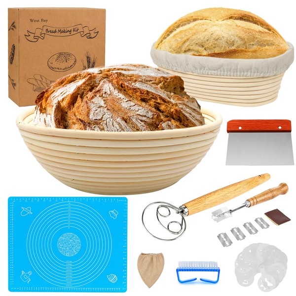 11'' Round & 10'' Oval Banneton Bread Proofing Basket Set,