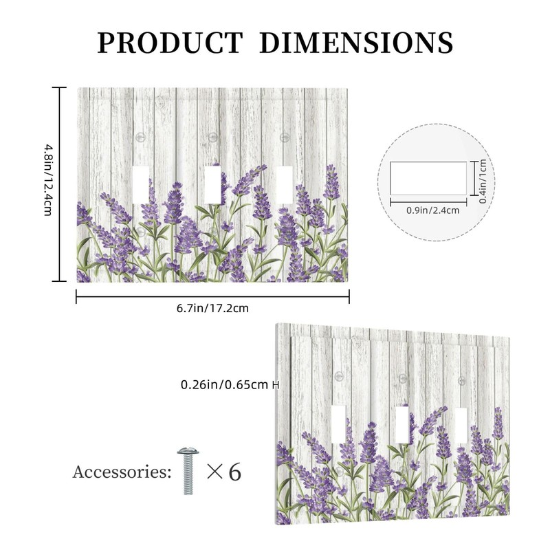 Rustic Wooden Plank Lavender 3 Gang Light Switch Cover Triple