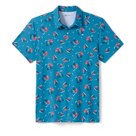 Tipsy Elves Men's Athletic Fit Golf Polo Shirts - Performance 4 Way Stretch Fabric Moisture Wicking Shirt, Blue Par for Corpse, Size Large