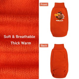 SHIAOMIN Thanksgiving Dog Sweater - Turkey Dogs Pullover Classic Knitwear with Leash Hole Warm Winter Pet Turtleneck Sweaters Apparel for Small Medium Breeds (S)