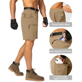 G Gradual Men's Hiking Cargo Shorts Stretch Quick Dry Outdoor Tactical Shorts for Men with Multi Pocket for Fishing Casual(Mud,L)
