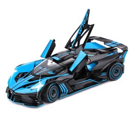Toy Car Model for Compatible with 1:24 Bolide Alloy Diecast Collect Car Toy with Lights and Music, Pull Back Car Toys for Kids Boys Girls Gift (Blue)