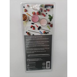 Goodcook 4 Stainless Steel Straws  Colorful Silicone Tips & Cleaning Brush NEW