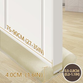JUJIBL Under Door Draft Stopper 32 inch Draft Blocker for Bottom of Door 27-35 inch Seal Insulator Noise Stopper Weather Stripping Breeze Blocker (Beige, 35" (Up to 1.1" Gaps)
