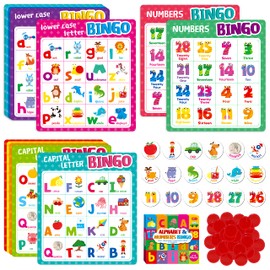 SpriteGru Alphabet Bingo Game, ABC & 123 Bingo Board Game for Kids 4-8, Perfect for Classroom & Home