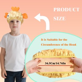 Flomiara 2 Pcs Shower Cap for Kids, Kids Shower Caps for Girls, Cute Hair Cap Wide Elastic Band, Reusable Waterproof, Bath Cap for Girls Boys, Shape Happy Fish Interesting,Satin Sleep Bonnet Yellow