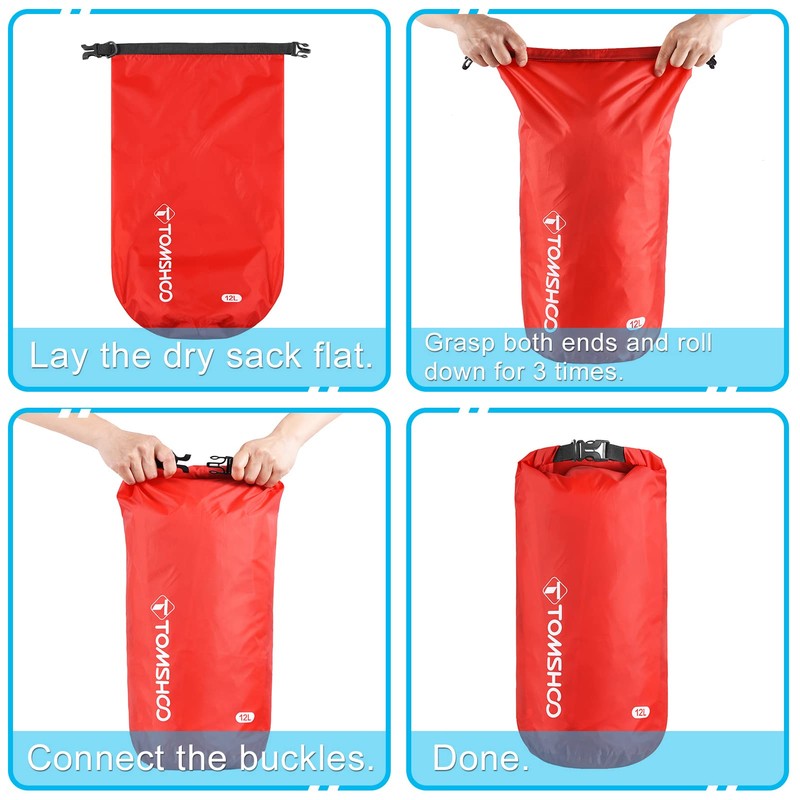 CHUSHEN Waterproof Dry Sacks Pack of 5 Lightweight Dry Bags