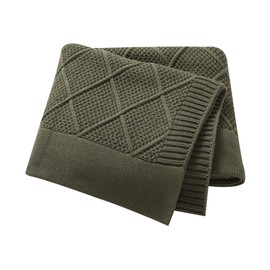 mimixiong Baby Blanket Soft Lightweight Knitted Blanket, Pram/Travel/Moses Basket Baby Blankets for Newborn Baby Boy Girls - 100 x 80 cm (Baby Green)