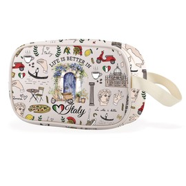 Italy Gift Life is Better in Italy Clear Makeup Bag Rome Italy Souvenirs Italian Flag Gift (Italy Cbag EU)