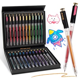 ZSCM Retractable Super Glitter Gel Pens, 24 Colors Large Capacity Metallic Sparkle Gel Ink Pens, 1 mm Fine Point Smooth Writing Color Pen for Adult Coloring Book Note Taking Aesthetic Art Supplies